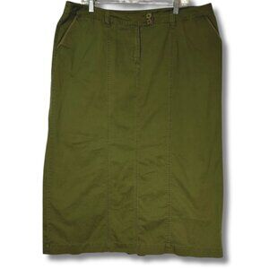Cato Woman Maxi Skirt Long Modest Cotton Sz 18W Army Green Boho Cottage Academia